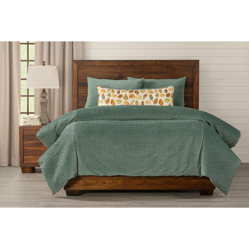 Smithsonian Pleated Velvet Seafoam Green Duvet Cover & Insert Set Wayfair